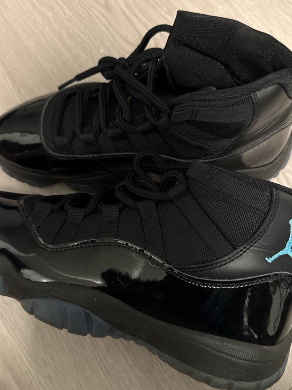 Jordan Men's High-Top Sneakers in Black with Blue Jumpman